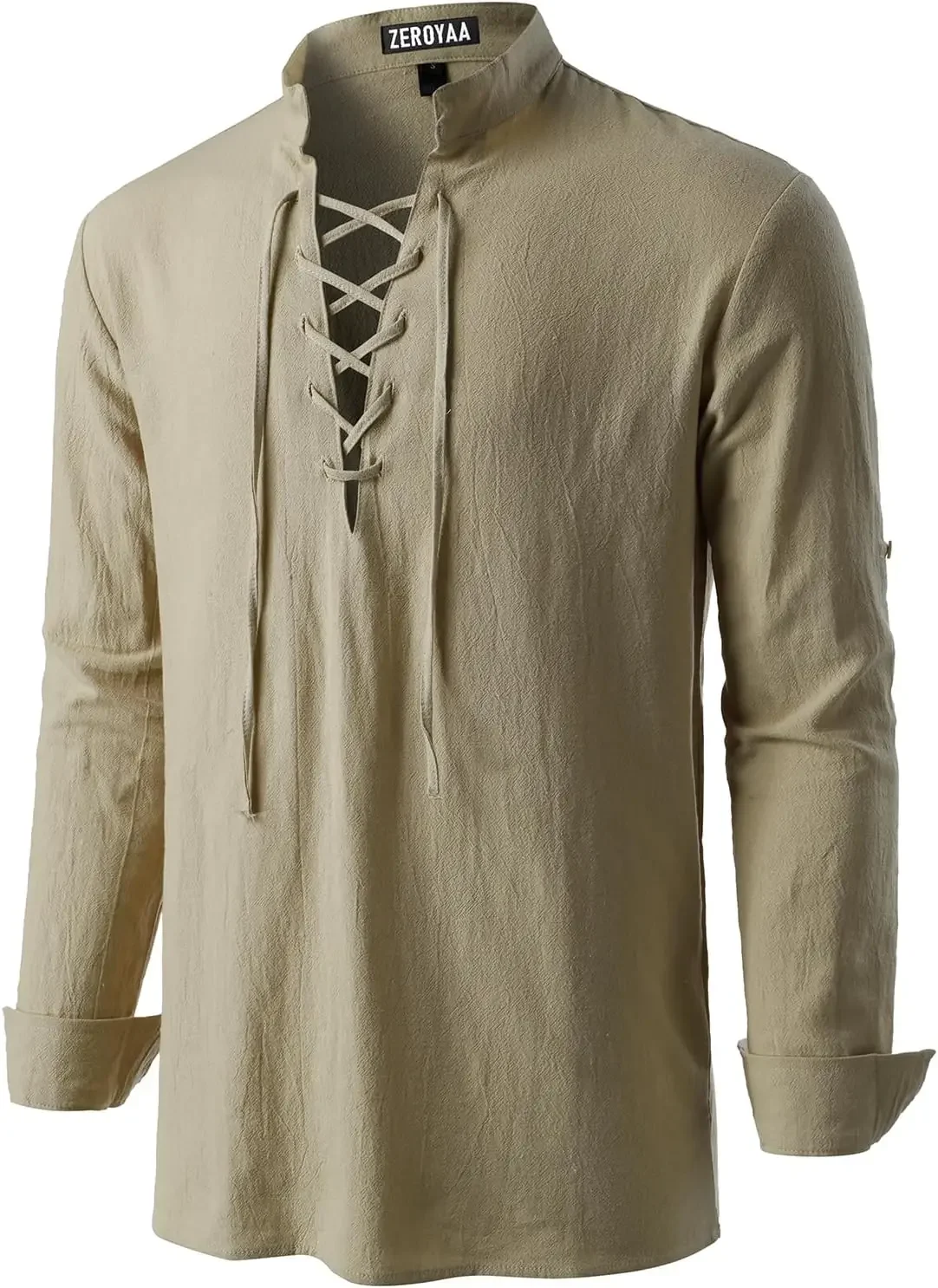 

Мужская средневековая винтажная рубашка на шнуровке с длинными рукавами, костюм эпохи Возрождения для Хэллоуина, пирата викингов, косплея