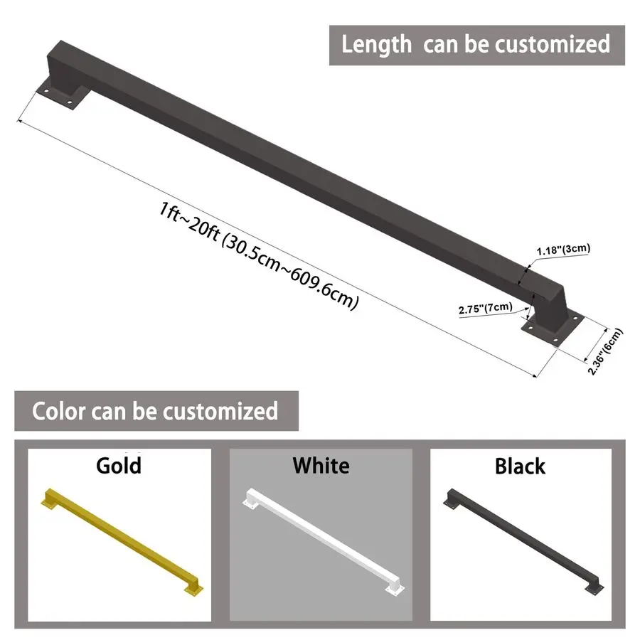 Black Iron Hand Railing, Sturdy Safety Staircase Handrails Wall Mount, 500lbs Load Capacity Industrial Iron Railing Pipe Handrai