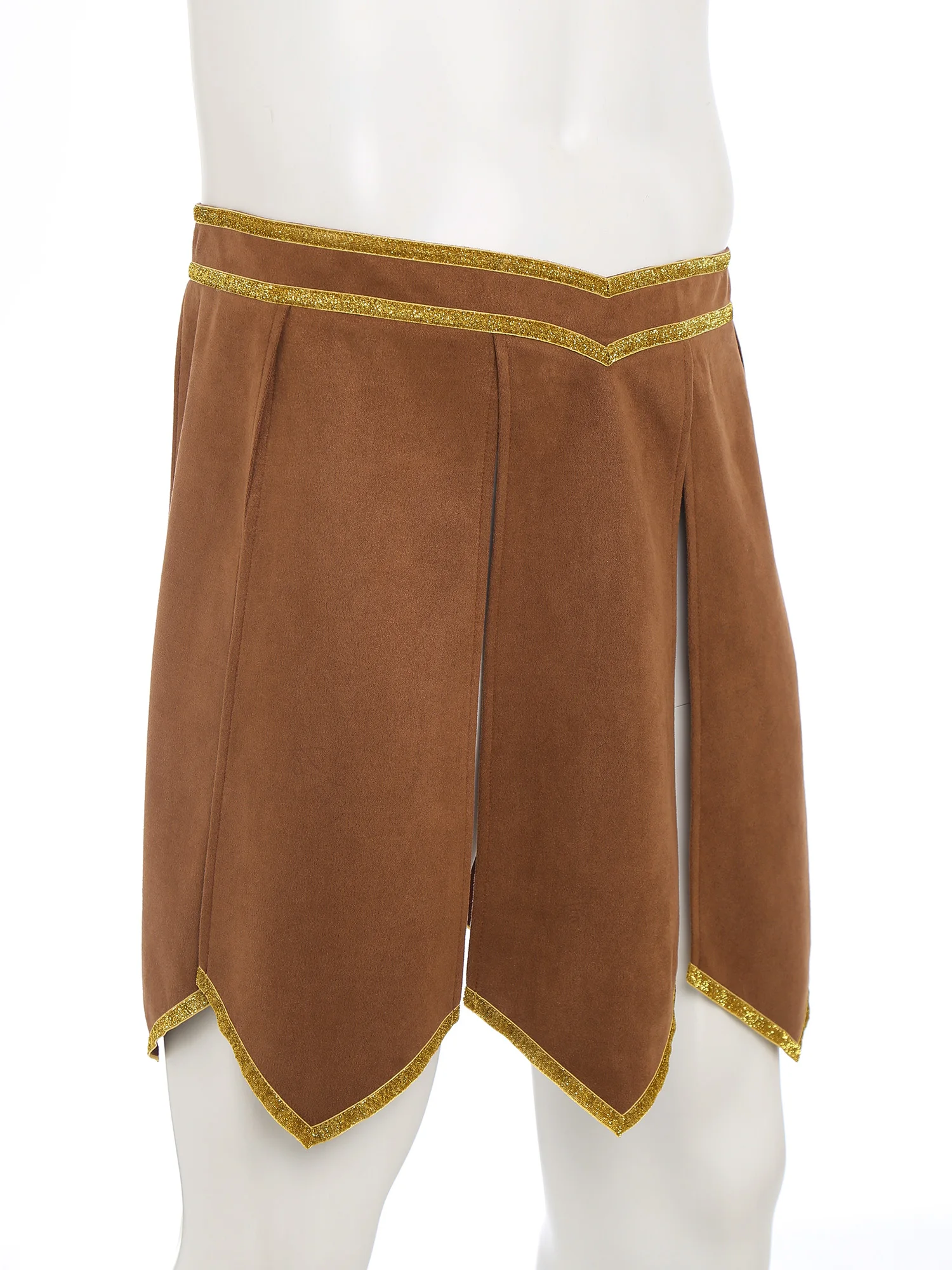 Rok Gladiator Romawi Pria Rok Armor Suede Palsu Pinggang Dapat Disesuaikan Trim Emas untuk Cosplay Halloween Ksatria Prajurit Yunani Abad Pertengahan
