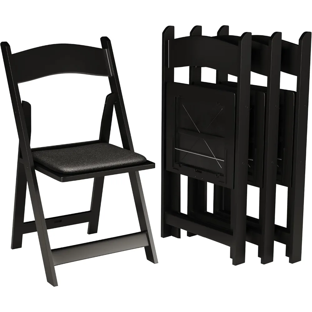 

12 Black Resin Stackable Folding Chair - Comfortable Black Foldable Chair - Folding Chairs with Padded Seats - Indoor/Outdoor F
