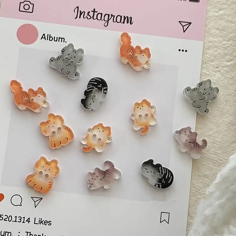 30pcs Black Cat Creative Kitty Button Kawaii Fashionable Tabby Cat Button Resin Ginger Cat Button Clothes Accessories
