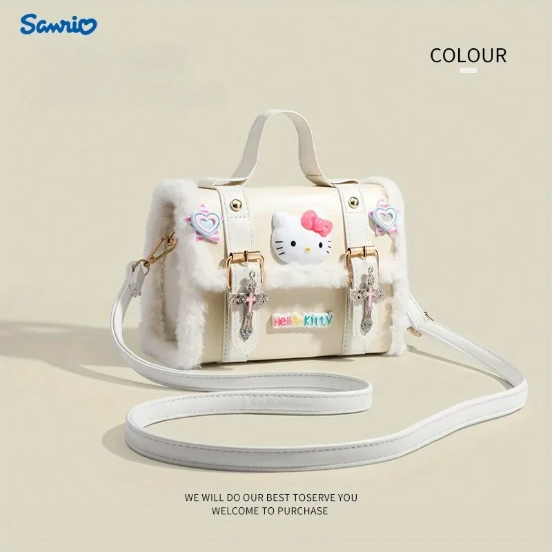 Sanrio Hello Kitty Fashion Crossbody Bag Y2K Aesthetic Charm Satchel Cute Cambridge Style Single Shoulder Bag Simple Retro Bags