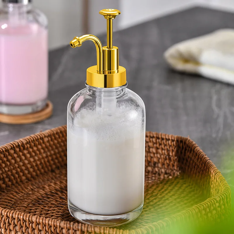 500ml Glass Soap Dispensers Replacement Bottle Bathroom Hand Sanitizer Gel Soap and Shampoo Shower Liquid Container Bottle