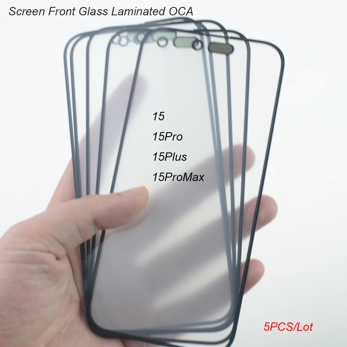 5 szt. Panel dotykowy z OCA do iPhone 16 15 Pro Max 15 Plus 14 13 12 11 Pro X Xs Max Xr, przednia szybka laminowana OCA