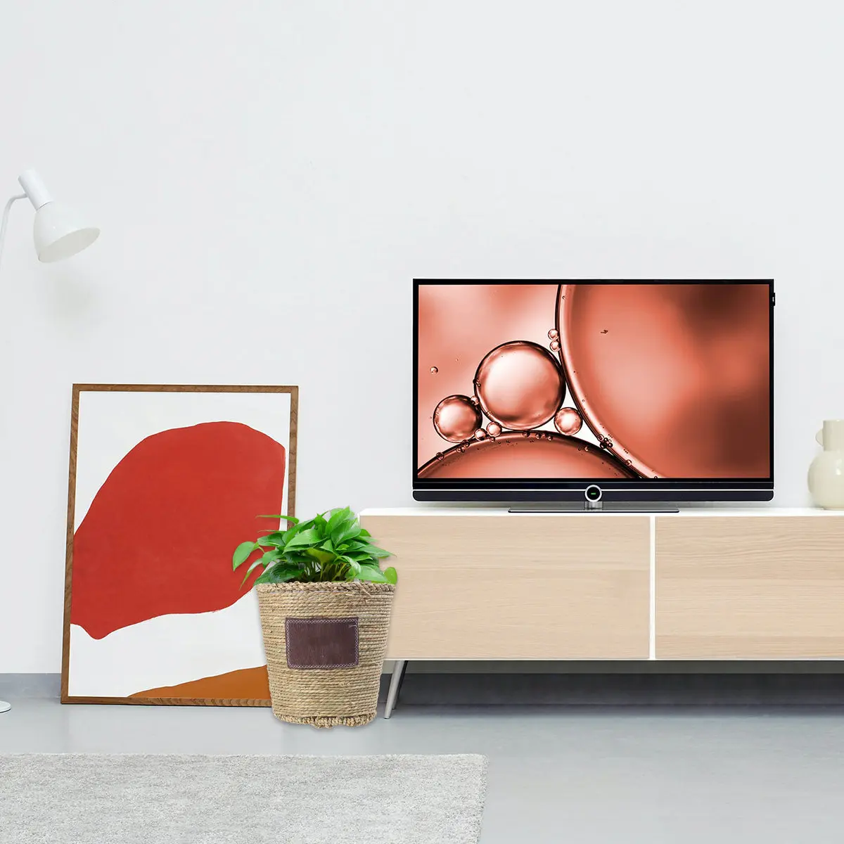 Flowerpot Knit Rattan Plaited Vine Straw Material Large Cone Nordic Style Creative Flowerpot for Living Room TV Cabinet Wine