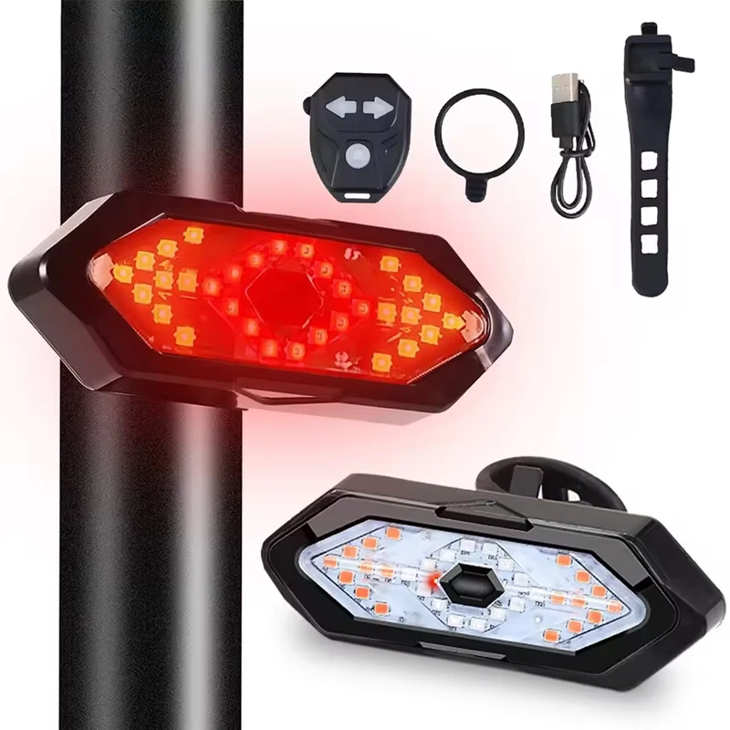 

Bike Tail Light Turn Signal Usb Rechargable Bicycle Rear Light Wireless Remote Control Turn Signal Warning Lamp Bike Taillight