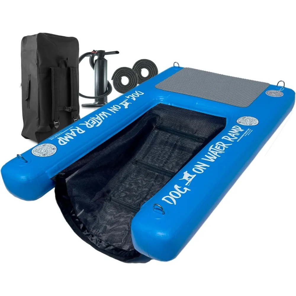 Perro en rampa de agua para barco, muelle o piscina. para perros hasta 200 libras para escalar fácilmente fuera del agua. Flotable. Incluye bomba, Ca