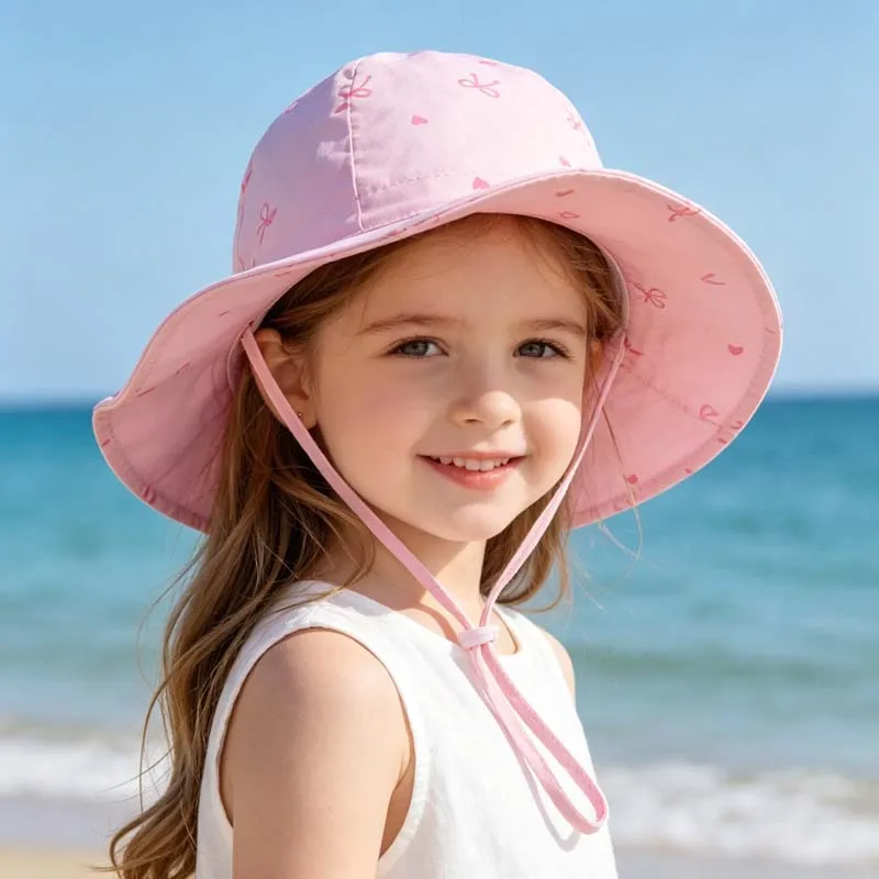2026 Kids Girl Hats Summer Print Children Sun Hat for Girls Beach Travel Baby Cap Children Panama Cap 2-6Y view 3