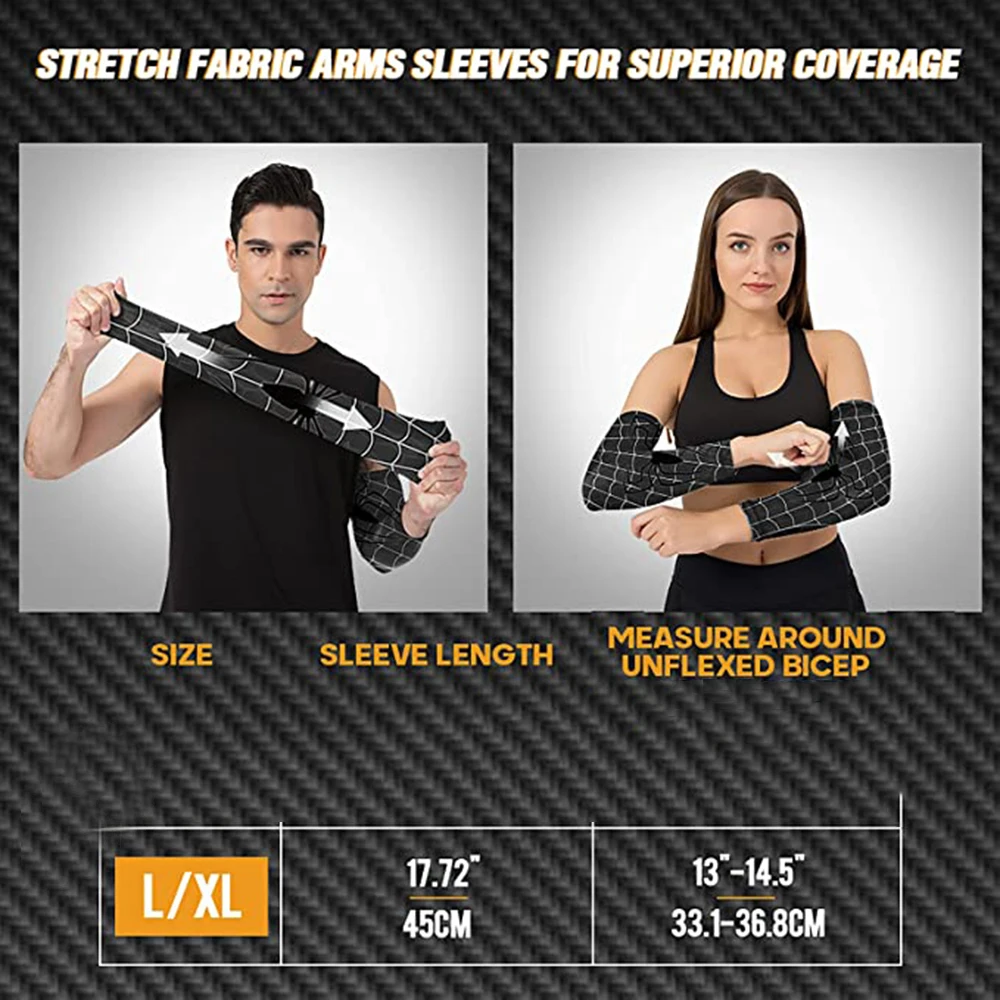 2Pcs/Pair Sports Cycling Arm Sleeves Anti-UV Sun Protection UPF Arm Cover Compression Running Basketball Football Fishing Sleeve