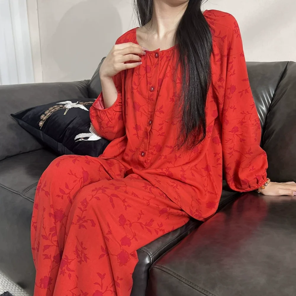 

Новые женские пижамы, женский комплект, пижамы, одежда для сна, весна-осень, мягкий домашний комплект с длинными рукавами и цветочным принтом, женский