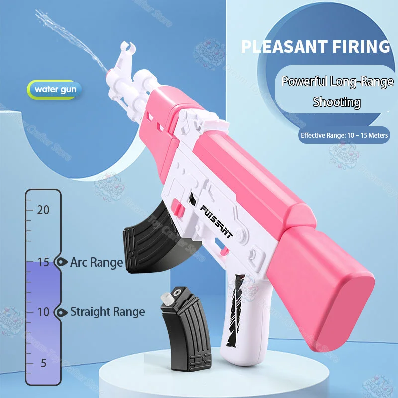 AK47 Electric Water Gun Toy for Boys Automatic High Pressure Large Capacity Outdoor Splash Soaker Blaster Kids Shooting Play