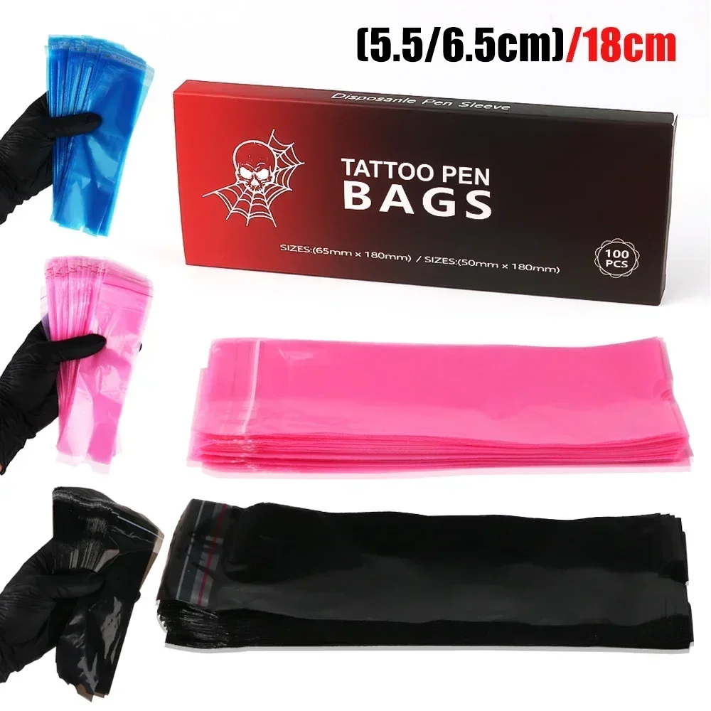 100 pièces grande taille Machine à tatouer stylo couverture manches en plastique tatouage stylo sacs étanche Protection sacs tatouage accessoires