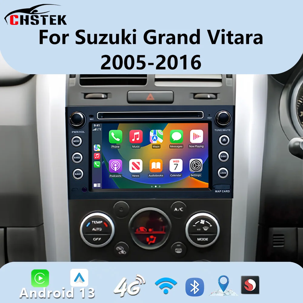 

CHSTEK Car Carplay Radio Multimedia For Suzuki Grand Vitara 2005 2006 2007 2008 2009 2010-2016 Navigation WIFI Bluetooth GPS 4G