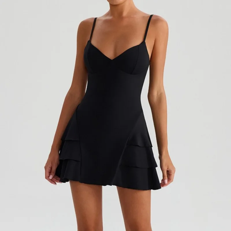 

Women's Yoga Outfit Nude Slim Fit Beautiful Back Anti Glare Dress Fake Two-piece Outdoor Sports and Leisure Fitness Suit