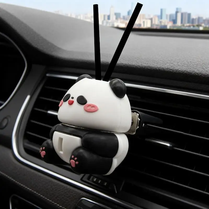 Cute Panda Empty Essential Oil Perfume Diffuser Bottle 1Pcs Leakproof Mini Portable Container for Car Interior Home Desk Decor