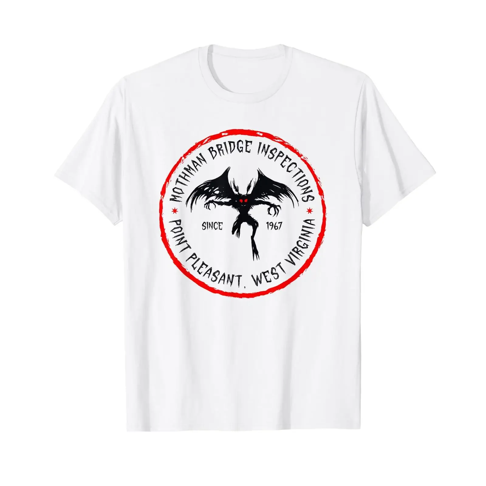 Mothman Bridge Inspections Funny Cryptid Folklore T Shirt vintage Washed Casual streetwear Stretched fashion Stylish Unisex