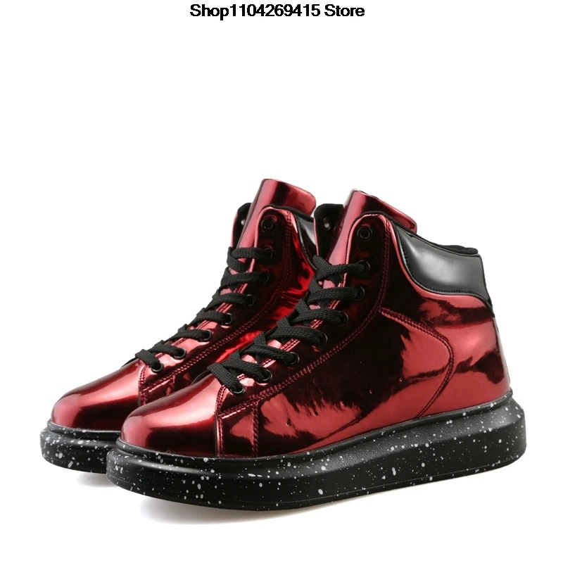 New Glossy patent leather Mens Womens Casual Shoes Wear-resistant Support Sports Shoes Fashionable Solid Color Walking Shoes