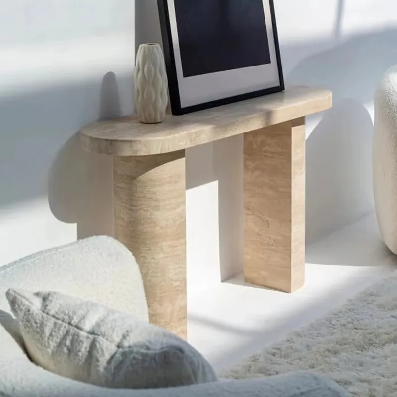 

Natural Travertine Modern Living Room Console Table Home Wall-Mounted Entry Long Hotel Corridor Minimalist
