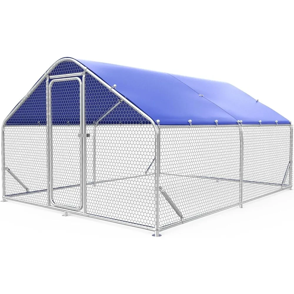 

Large Metal Chicken Coop Run for Chickens/Ducks, Chicken Runs for Yard with Waterproof Cover, Chicken Enclosure Pen Outdoor