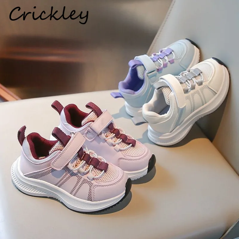 

Striped Solid Children Sneakers Spring Autumn PU Hook Loop Kids Casual Shoes Breathable Soft Bottom Boys Girls Sport Shoes