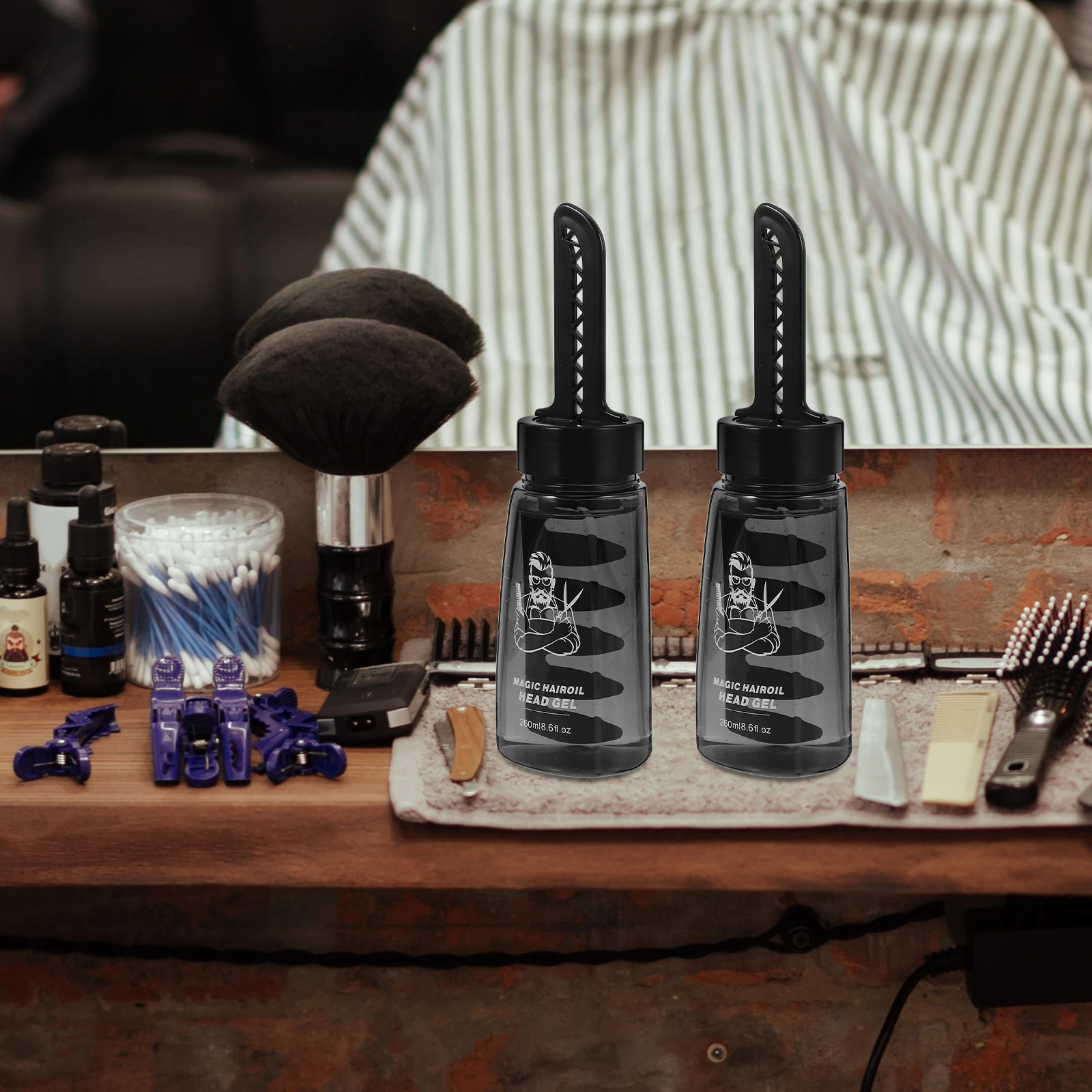 

3Pcs Hair Styling Gel Bottle with Comb Applicator Easy Oil Application for Men Lightweight Portable Barber Accessory