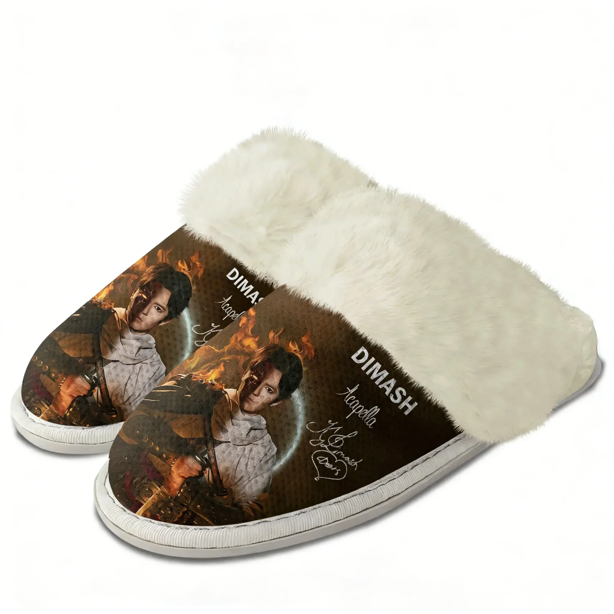 

Dimash Qudaibergen Kazakh Male Singer Plush Slippers Keep Warm Shoes Mens Womens Home Cotton Bedroom Slipper Custom Shoes