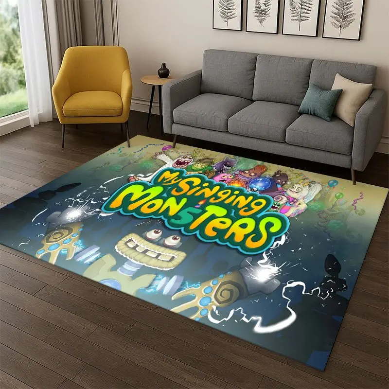 Music Game My Singing Monsters Cartoon Carpet Rug for Bedroom Living Room Sofa Playroom Doormat Home Decor,Kid Area Rug Non-slip