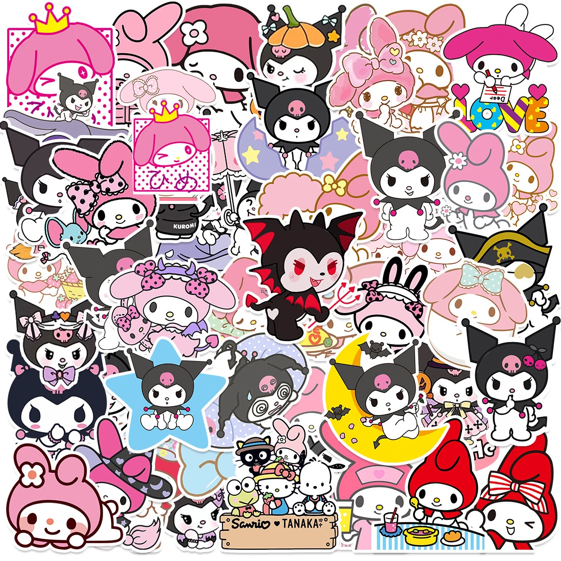 10/30/50PCS Cute Sanrio Kitty Kuromi Melody Cartoon Sticker DIY Phone Laptop Luggage Skateboard Graffiti Decals Fun forToy