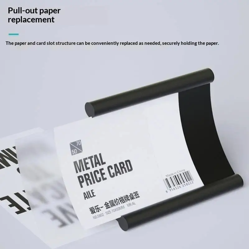 Quality Metal Price Label Holder Tag Small Aluminum Sign Holder Table Number Menu Label Card Holder Display Stand