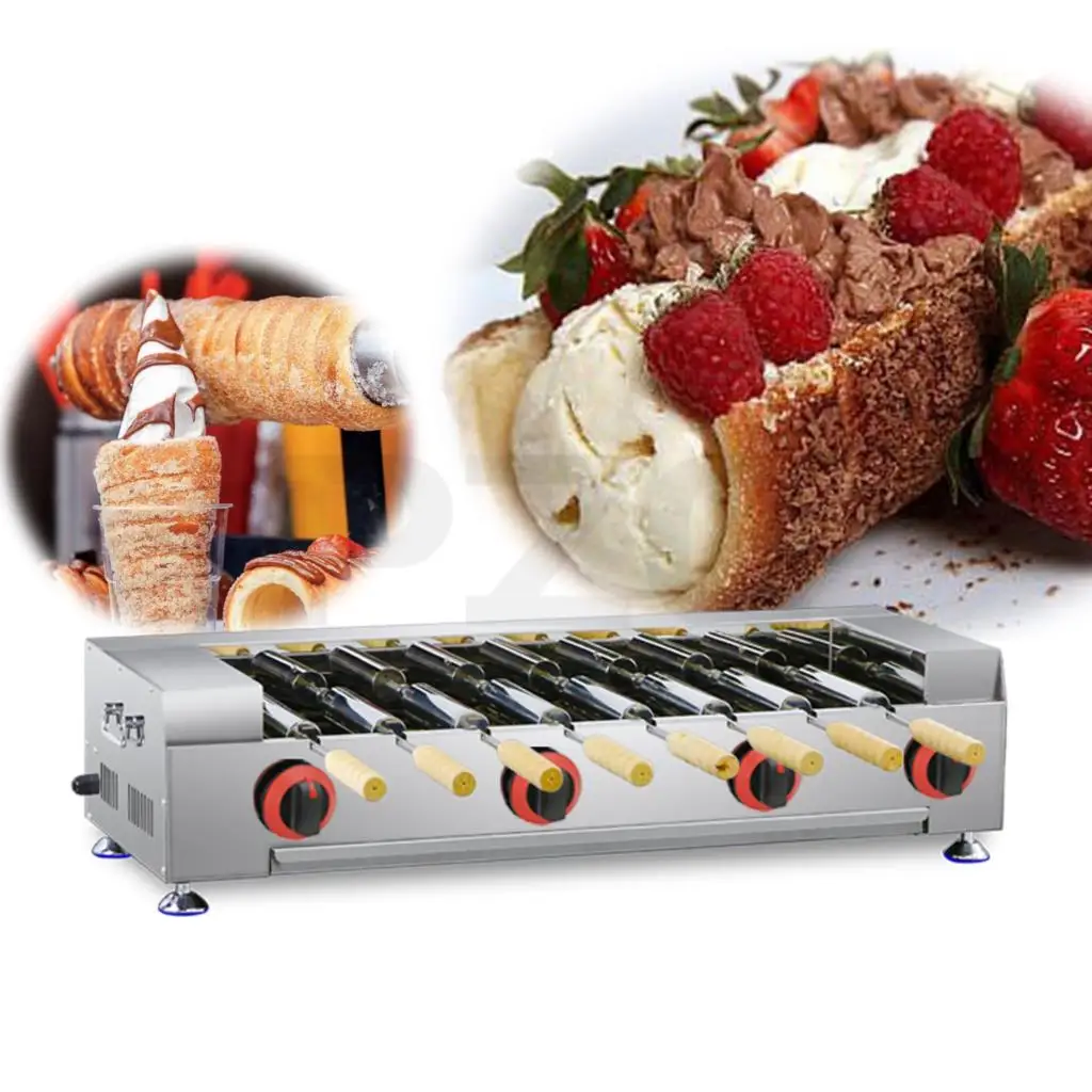 

Commercial Gas Electric Kurtos Kalacs Baking Roller Chimney Cakes Oven With Stainless Steel Rolls