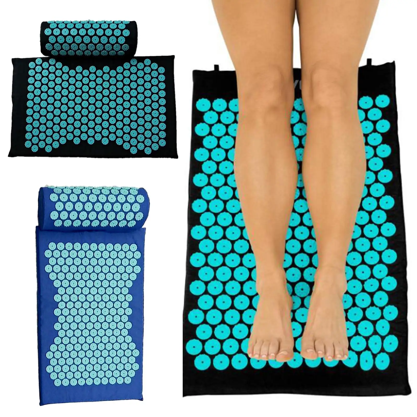 

At Home Back and Neck Pain Relief - Acupressure Mat and Neck Pillow Set for