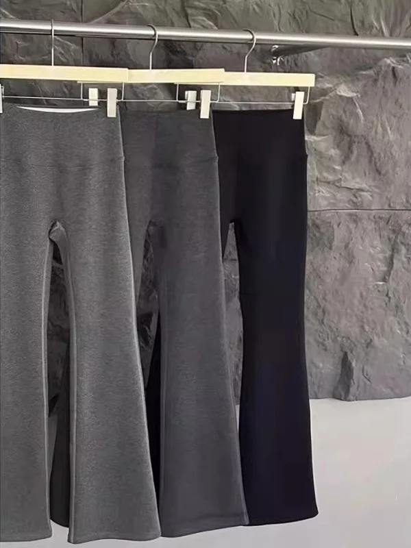 

Женские брюки для йоги с высокой талией и флисовой подкладкой, расклешенные, весенне-осенние, модные, повседневные, облегающие, с легким клешем, леггинсы