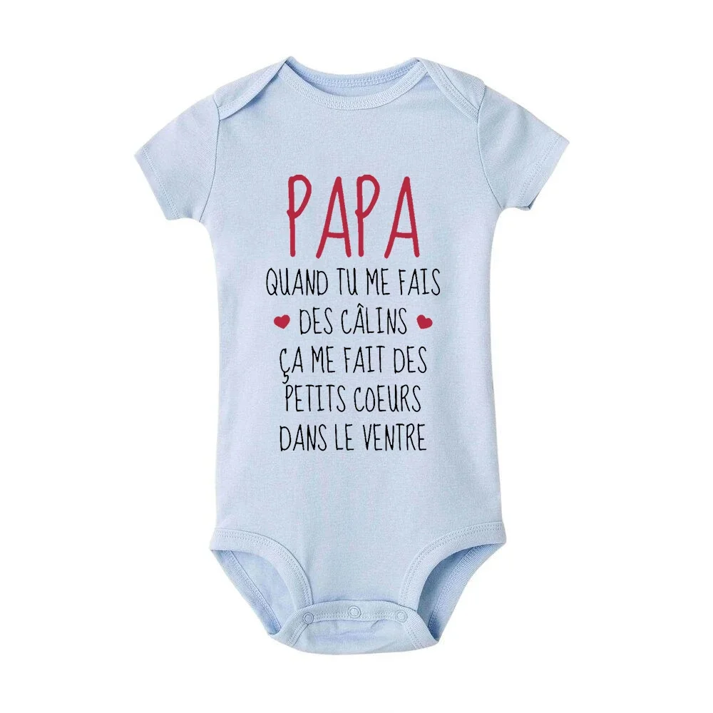 Fathers Day New Born Bodysuit Funny French Print Baby Short Sleeve Rompers Infant Jumpsuits Fathers Day Gifts Baby Shower Gift