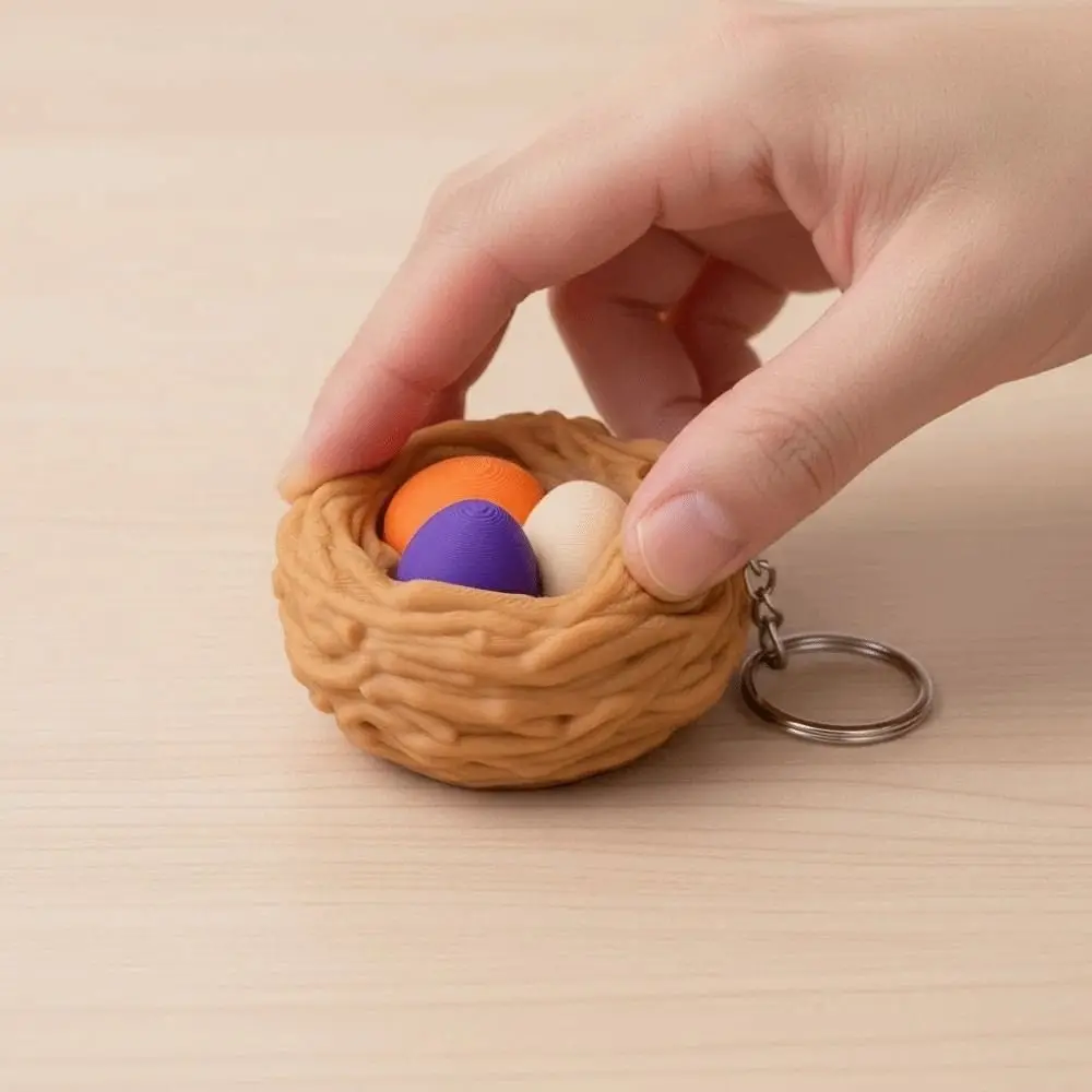 3D Printed Foods Clicker Key Chain Cat Paw Pendant Love Heart Sensory Clicker Simulation Cake PLA Funny Fidget Party Game
