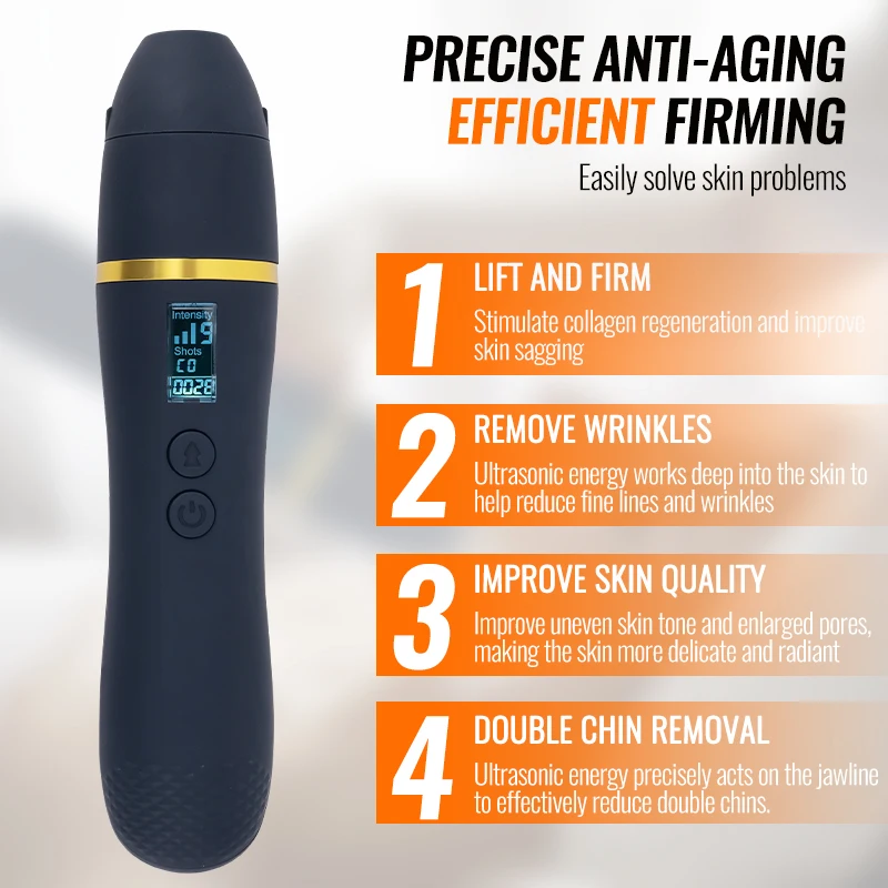 2025 NOUVEAU instrument de beauté à ultrasons portable pour le lifting et le serrage du visage pour éliminer les plis nasolabiaux et les rides à la maison