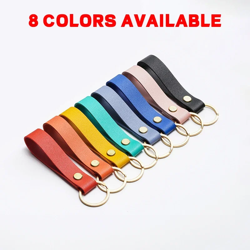 Customized PU Leather Keychain Business Gifts Leather Key Chain For Women Gifts Car Key Strap Waist Wallet Keychains Keyrings