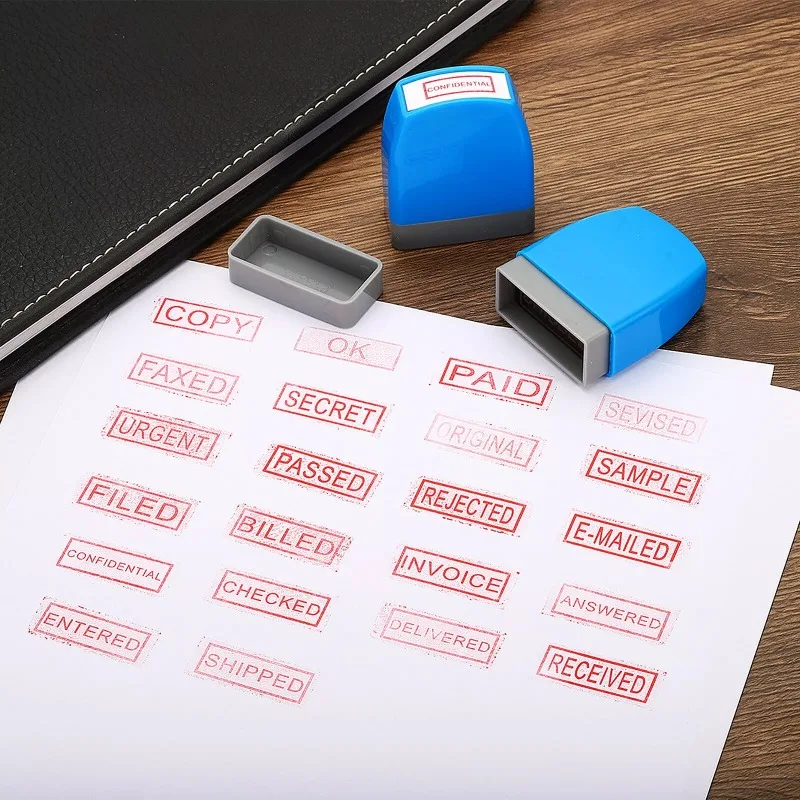 Financial Self ink Stamp Paid Self Inking Office Message Business Stamp Style with Red Ink Document Marking #5