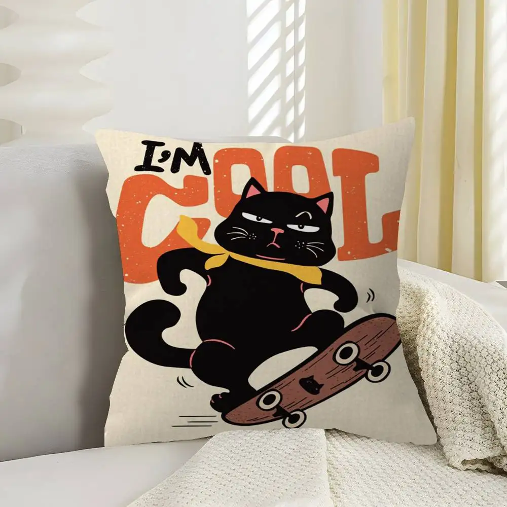 Black Cat Cushion Cover Pillowcase Upholstery Sofa Throw Pillow Home Decor Pillowcas 3