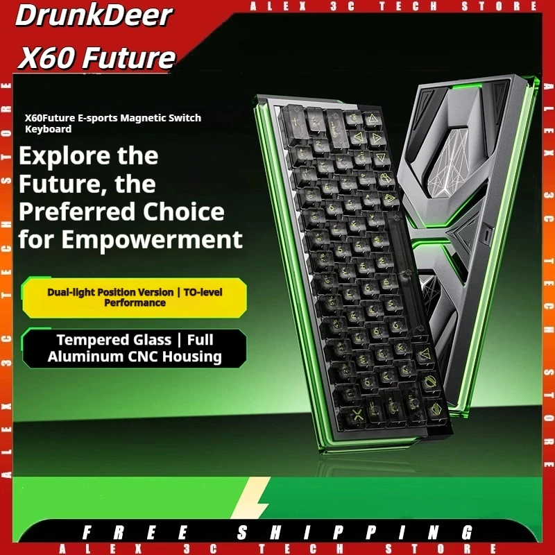 

DrunkDeer X60 Future Gaming Keyboard Магнитный переключатель 8 кГц 0,01 RT полый алюминий по индивидуальному заказу эргономичные геймерские аксессуары для ПК