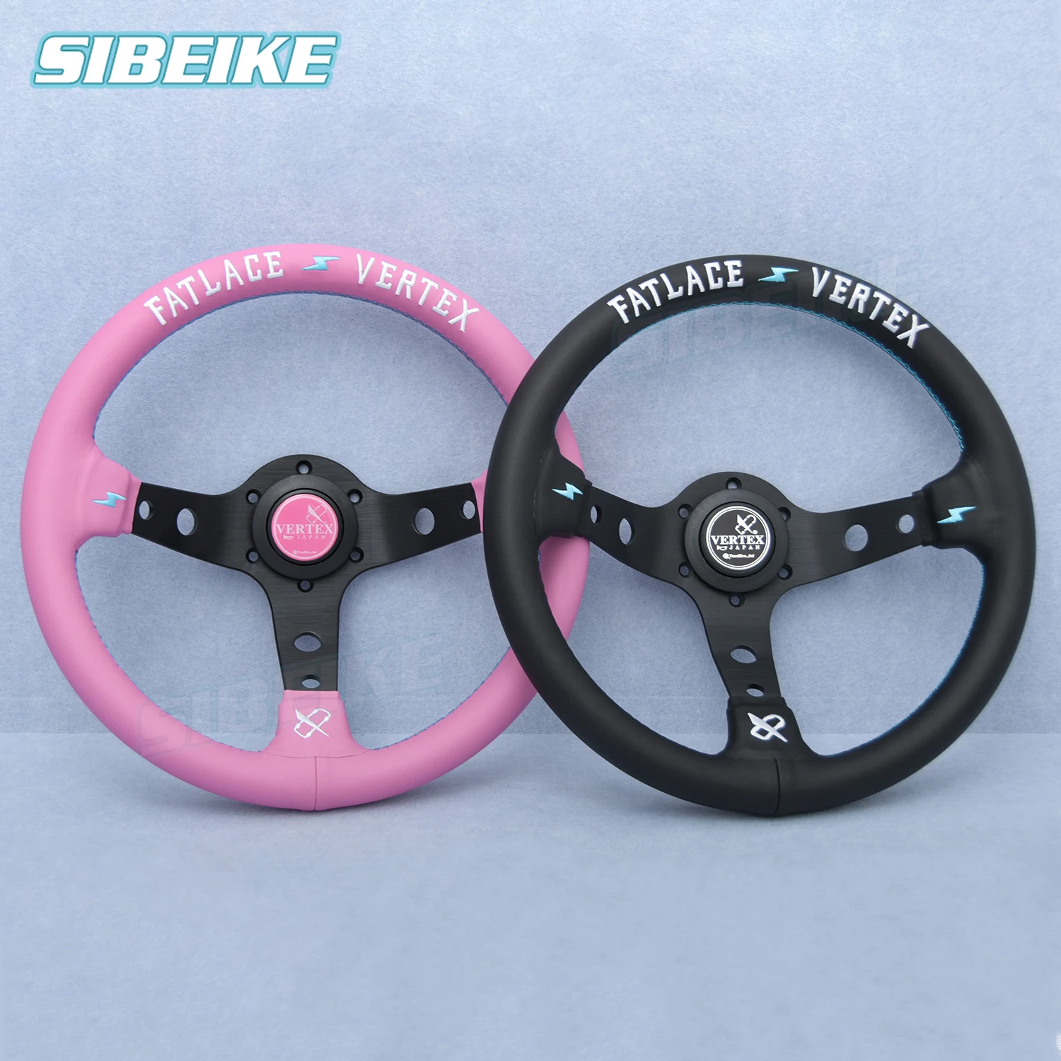 FATLACE VERTEX Embroidery Steering Wheel Universal Pink Black Sim Racing Gaming Steering Wheel