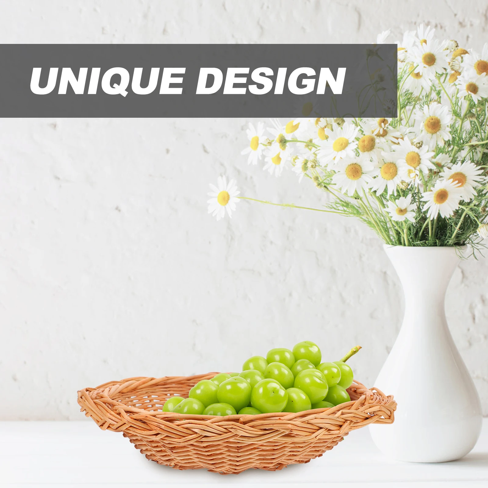 

Double Ear Wicker Basket 18cm Natural Material Home Restaurant Picnic Storage Fruit Snacks Bread Casserole Decorative