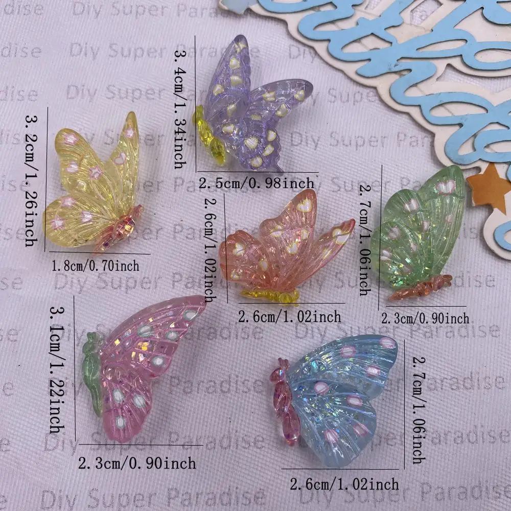 10pcs Colorful Glitter Sequin Crystals Butterfly Flat Back Rhinestones Figurine DIY Wedding Decor DIY Jewelry Crafts Accessories