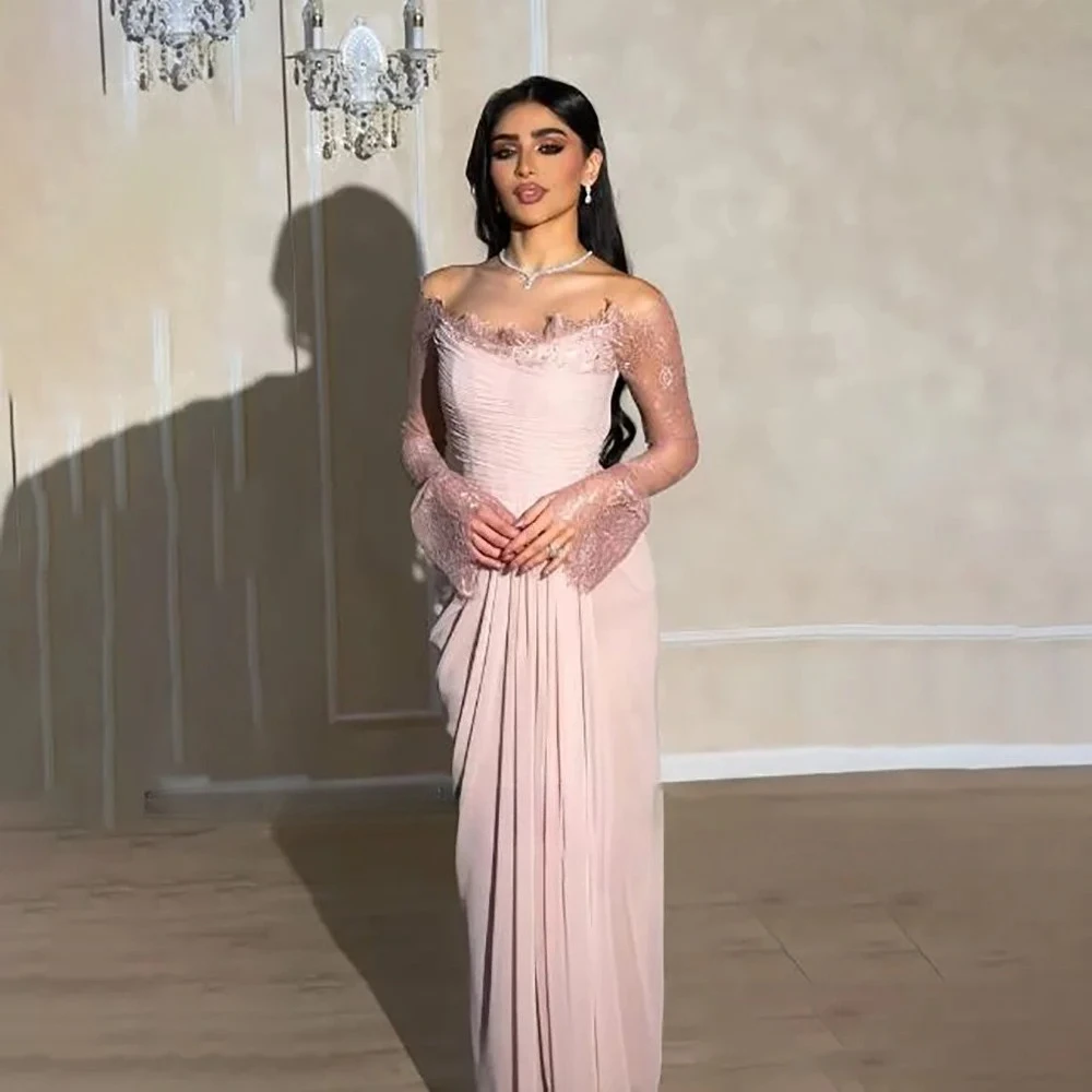 فساتين سهرة سعودية بحورية البحر من الكريب مخصصة أنيقة بدون أكتاف شيفون مطوي لامعة عالية الجودة فستان حفلات للنساء #1