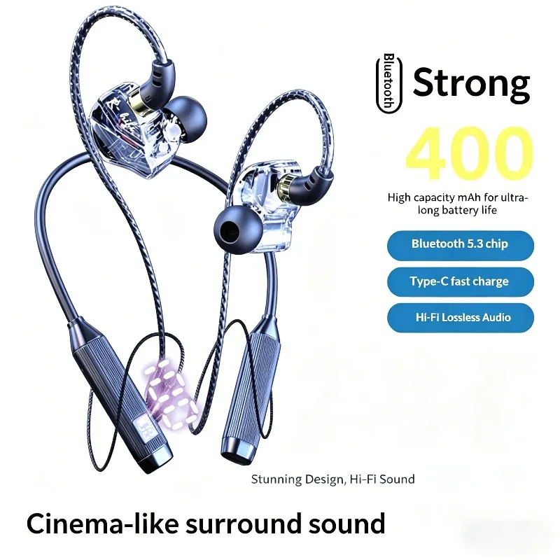 In-Ear Comfortable Wear Earphone Neck-hung Wireless Bluetooth Headphone Ultra-Long Battery Life Noise Cancellation Earbuds