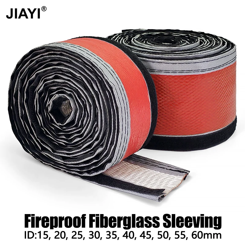 1M Silicone Coated Insulation Heat Shielded Fiberglass Thicken Fire Retardant Casing Pipe Heat Protection Fireproof Sleeveing