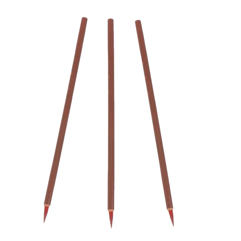 3pcs Small Red Calligraphy Brushes for Chinese Painting, Line Drawing on Silk Paper & Textiles, Traditional Art Tools