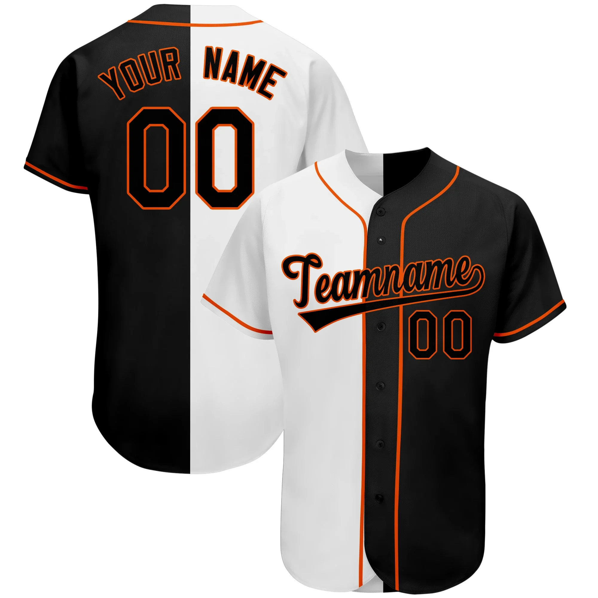 Custom Sports Baseball Jerseys Fitness Shirts Split Printed Name/Number Team Clothing Competitive Sports Ttraining Shirt for Men