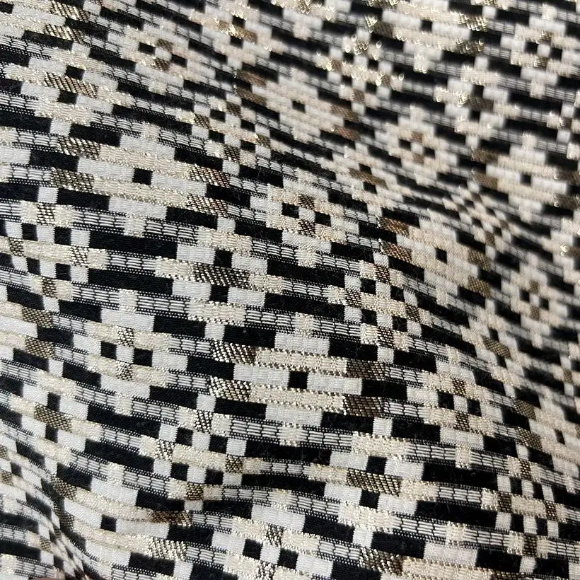 

Цветная тканая шелковая нить для осенне-весеннего жилета и юбки, ткань с черным фоном и белым ромбовидным узором, для рукоделия, DIY, домашняя губчатая подкладка