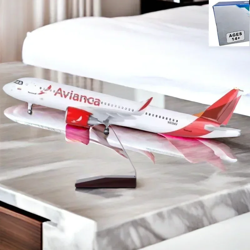 

New Resin Plane Model 47CM 1/80 Airplane A320NEO A320 NEO AVIANCA Air Airlines Model Toy Light & Wheel Landing Gear Diecast