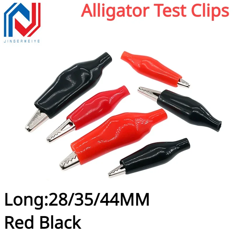 10Pcs 28MM 35MM 44MM Red Black Soft Plastic Coated Probe Mini Alligator Test Clips
